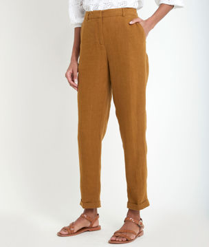 Picture of FELIX BRONZE LINEN CIGARETTE-CUT TROUSERS